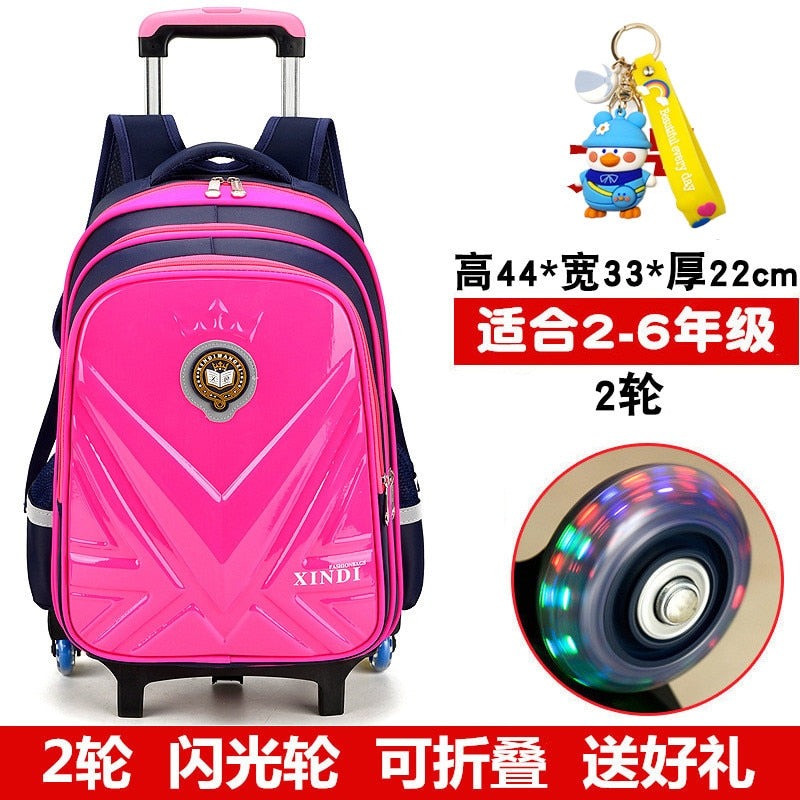 Trolley Children School Bags With Wheels Mochila Kids Backpack Trolley Luggage For Girls Boys backpack Escolar Backbag Schoolbag 2 wheel red1