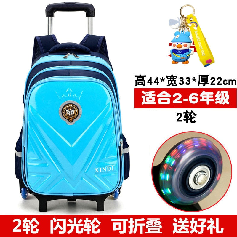 Trolley Children School Bags With Wheels Mochila Kids Backpack Trolley Luggage For Girls Boys backpack Escolar Backbag Schoolbag 2 wheel sky blue1