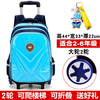 Trolley Children School Bags With Wheels Mochila Kids Backpack Trolley Luggage For Girls Boys backpack Escolar Backbag Schoolbag 2 wheel sky blue