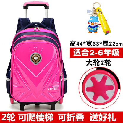 Trolley Children School Bags With Wheels Mochila Kids Backpack Trolley Luggage For Girls Boys backpack Escolar Backbag Schoolbag 2 wheel red