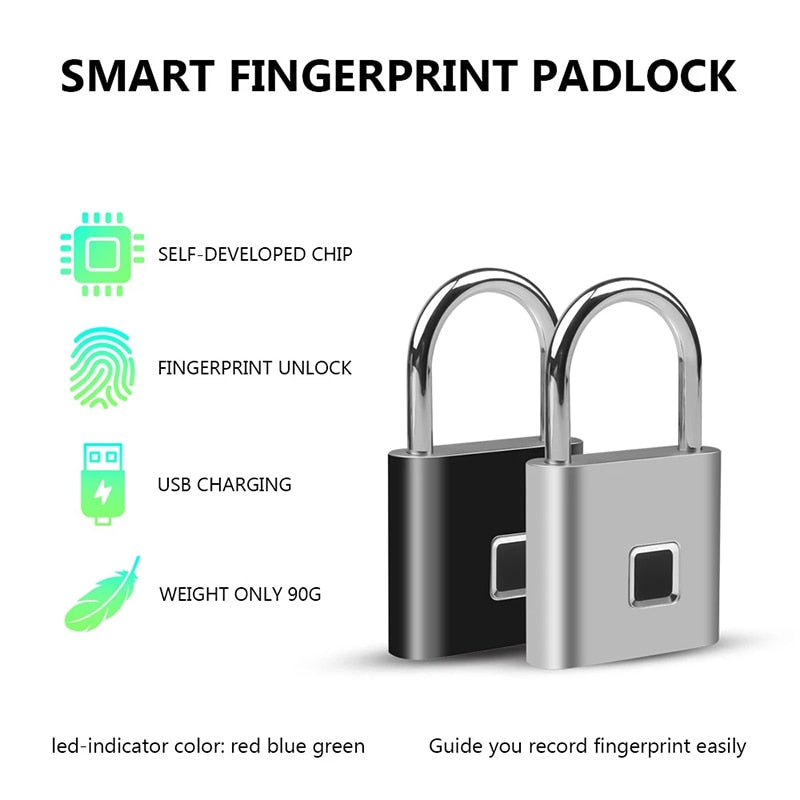 USB Rechargeable Fingerprint Padlock: Quick Unlock, High Identifying Security