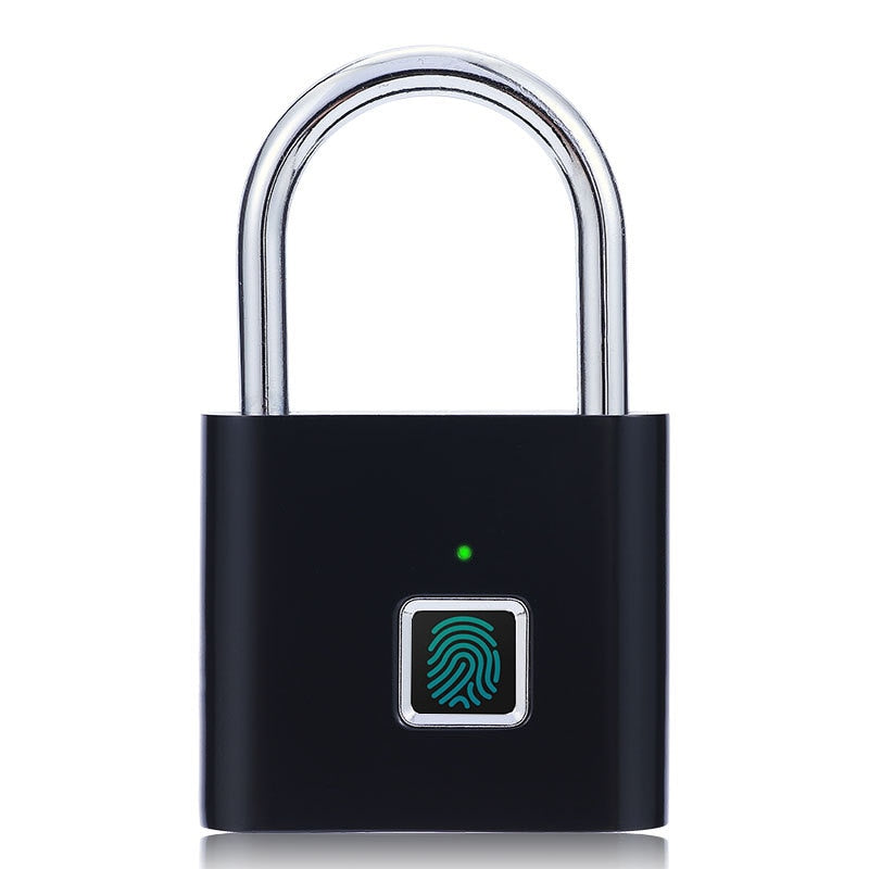 USB Rechargeable Fingerprint Padlock: Quick Unlock, High Identifying Security Black