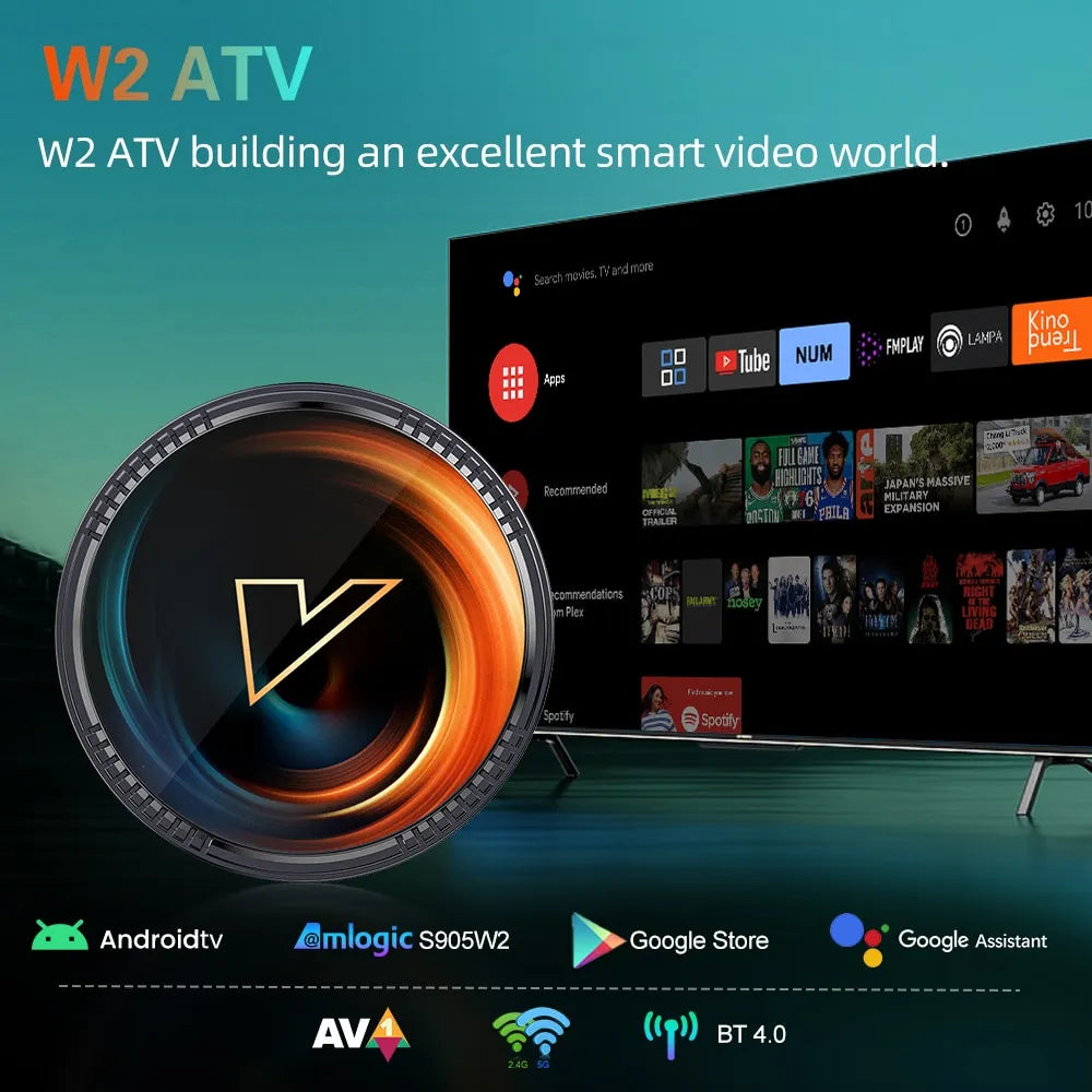 W2 ATV TV Box Android 11 Amlogic S905W2 Support 4K AV1 2.4&5G Wifi BT with Google Voice Remote 2G16G 4G32G 64G Smart TV Box