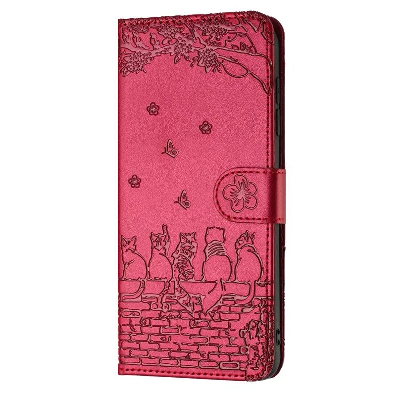 Wallet Cat Embossed Flip Over Leather Case For Xiaomi Poco X5 M4 Pro