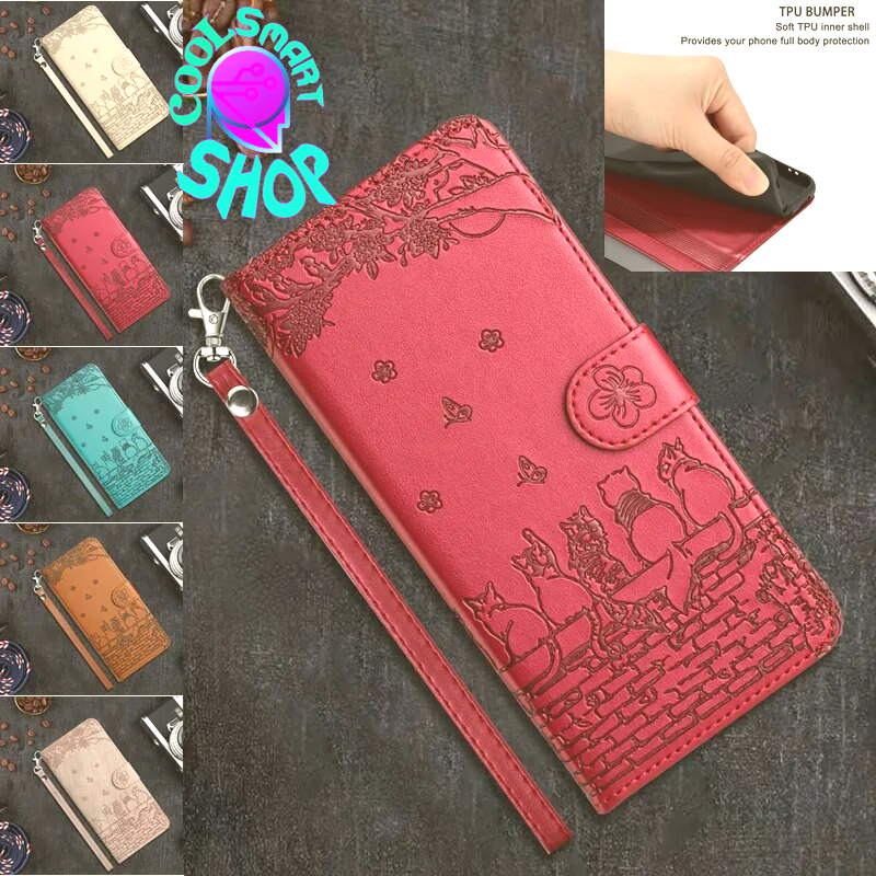 Wallet Cat Embossed Flip Over Leather Case For Xiaomi Poco X5 M4 Pro