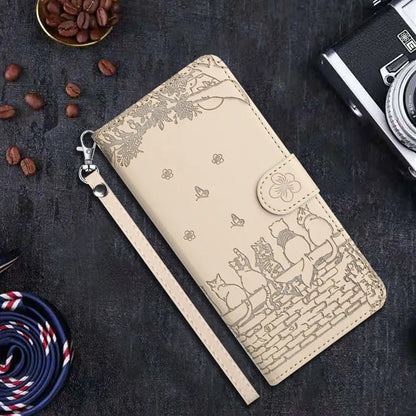 Wallet Cat Embossed Flip Over Leather Case For Xiaomi Poco X5 M4 Pro