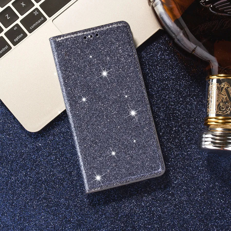 Wallet Glitter Leather Case For Xiaomi Redmi Note 12S 11 Pro 11S 10 Pro 9 Pro 8 12C 10C 9A 9C 9T Poco X5 Pro 11T 12T Pro 13 Lite