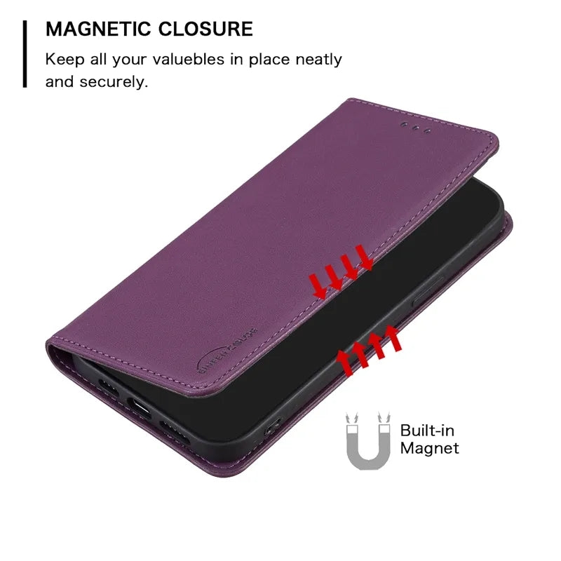 Wallet Magnetic Flip Leather Case For Xiaomi 13 Lite 12T 12 Lite 11T 11 Lite Poco X5 Pro F5 Pro X3 NFC Redmi 12 Note 12 11 Pro 9