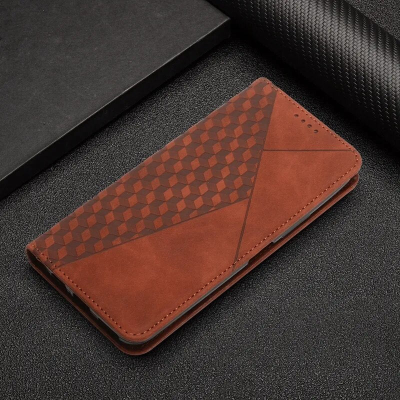 Wallet Magnetic Leather Case For Xiaomi 13 12T 11T Pro Redmi 12C 10C 9 Note 12 12S 12 Pro 11 Pro 10 10 Pro 9 Pro Poco X5 X3 NFC Brown