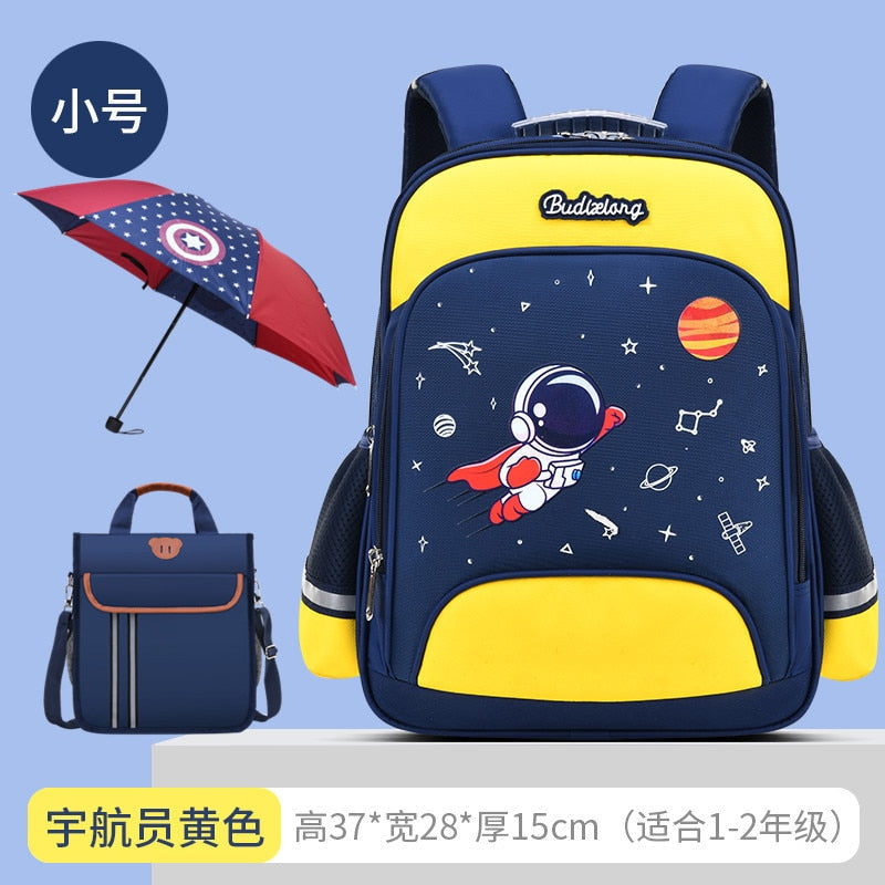 Waterproof Children School Bags For Boys Kids Backpack Orthopedic Backpack schoolbag Primary School backpack mochila small yellow set