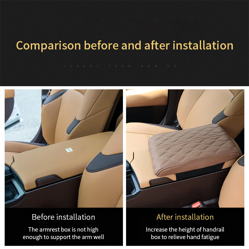 Wave Embroider PU Leather Car Armrest Mat Center Console Arm Rest Protection Cushion Auto Armrests Storage Box Cover Pad