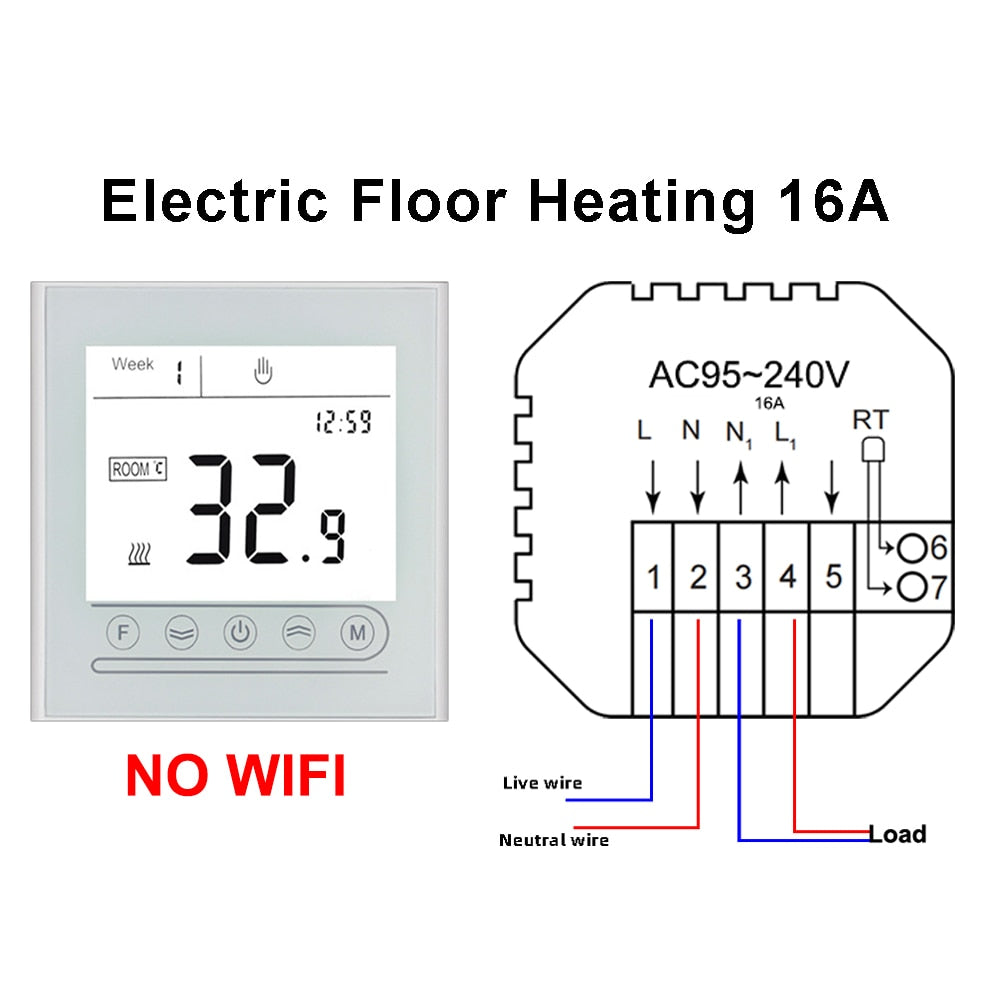 WiFi Smart Thermostat Touch screen Temperature controller for Water/Electric/Gas Boiler Works with Smart Home MK72-GB