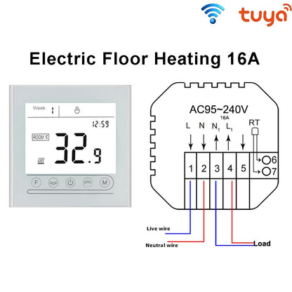 WiFi Smart Thermostat Touch screen Temperature controller for Water/Electric/Gas Boiler Works with Smart Home MK72-GB-BW