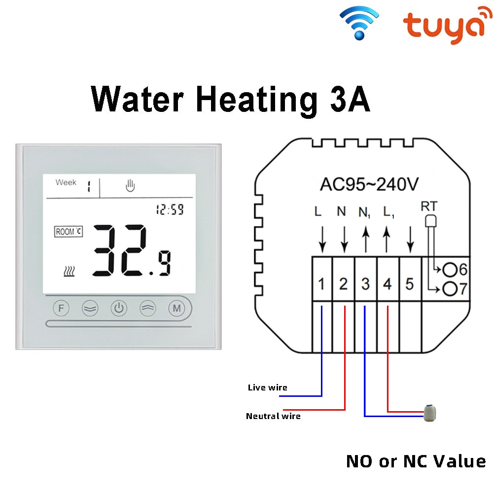 WiFi Smart Thermostat Touch screen Temperature controller for Water/Electric/Gas Boiler Works with Smart Home MK72-GA-BW