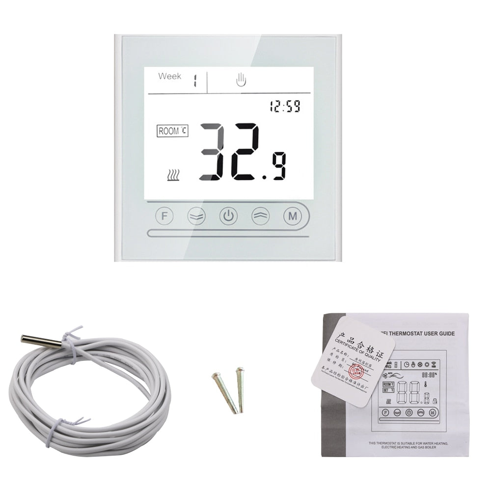 WiFi Smart Thermostat Touch screen Temperature controller for Water/Electric/Gas Boiler Works with Smart Home