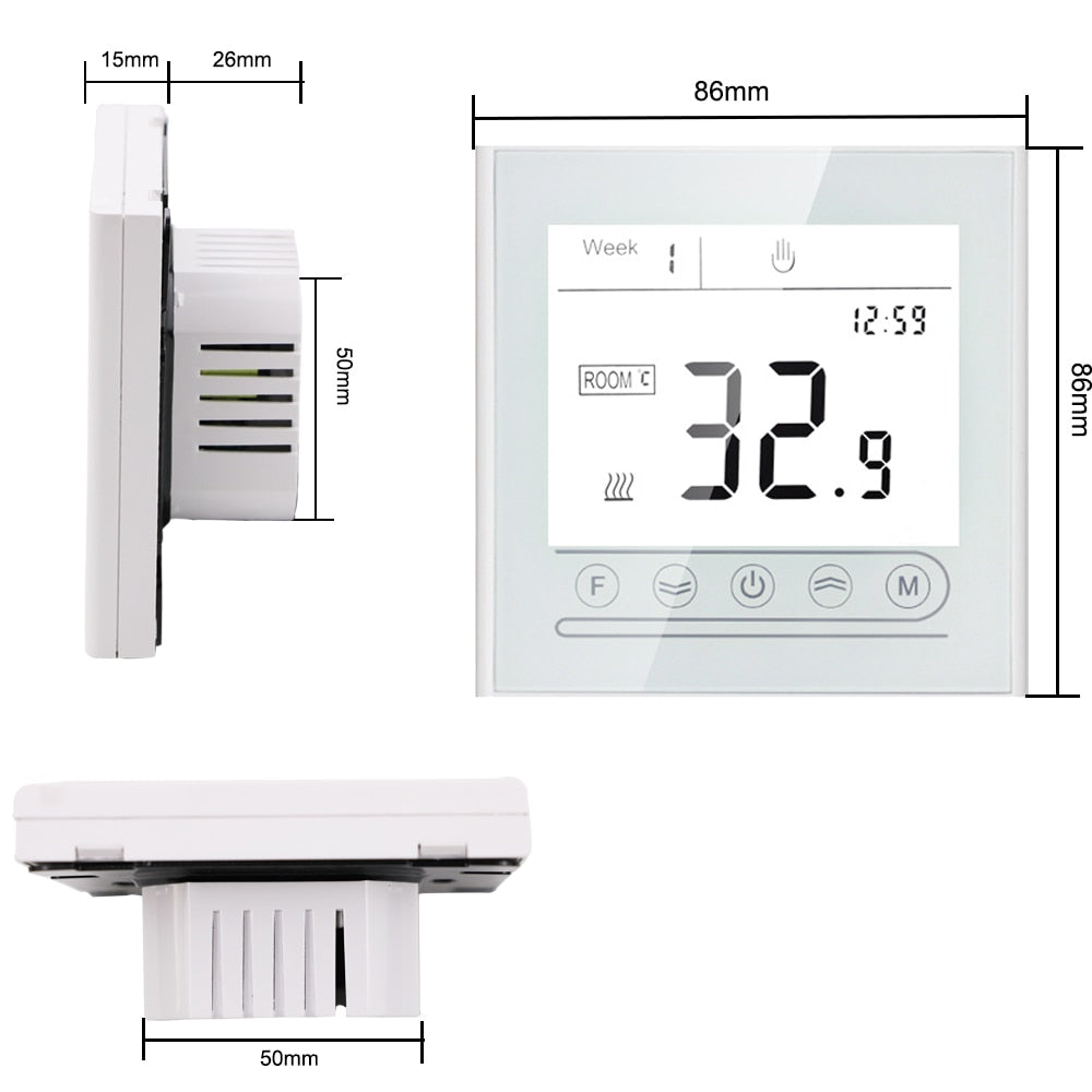 WiFi Smart Thermostat Touch screen Temperature controller for Water/Electric/Gas Boiler Works with Smart Home