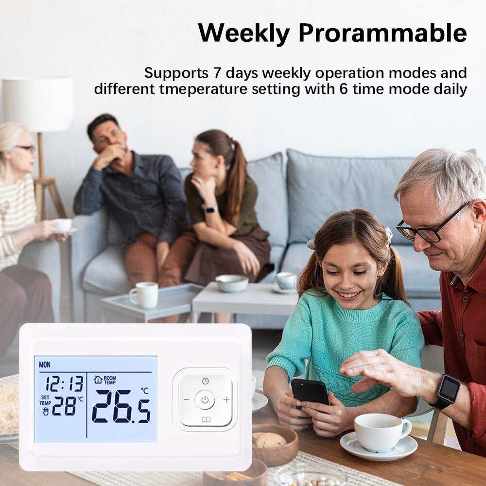 Wifi & RF Smart Wireless Thermostat for Gas Boiler Room Heating Smart Remote Temperature Controller Works with Google Home Alexa