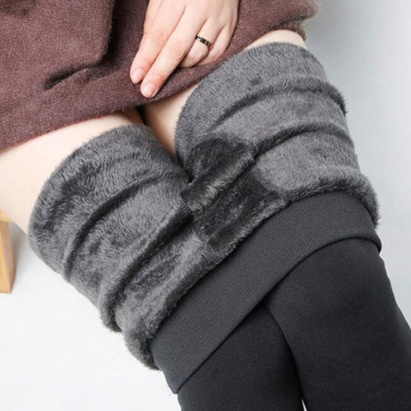 Winter Leggings Knitting Velvet Casual Legging New High Elastic Thicken Lady's Warm Black Pants Skinny Pants For Women Leggings K018 New Grey