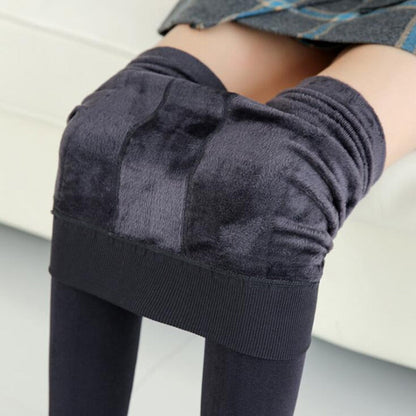 Winter Leggings Knitting Velvet Casual Legging New High Elastic Thicken Lady's Warm Black Pants Skinny Pants For Women Leggings K018 Gray
