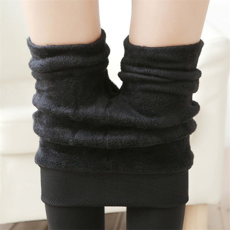 Winter Leggings Knitting Velvet Casual Legging New High Elastic Thicken Lady's Warm Black Pants Skinny Pants For Women Leggings Warm Black
