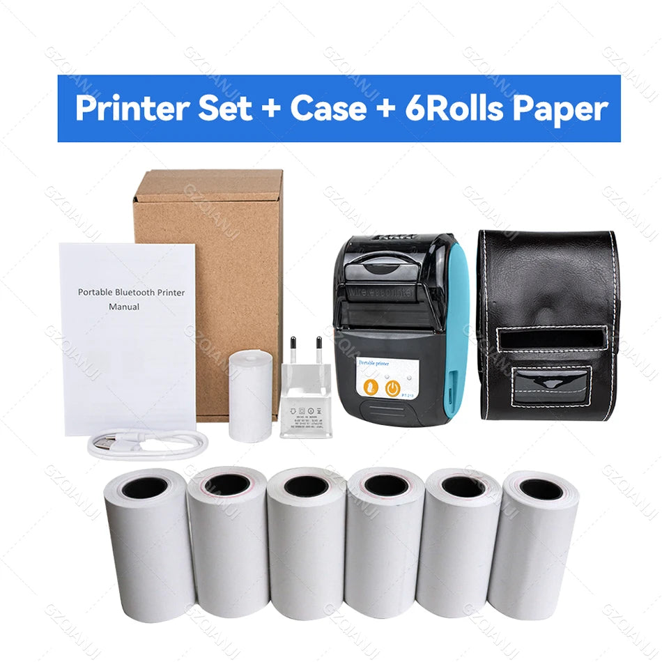 Wireless Mini Thermal Printers Portable Receipt Printer Bluetooth 58mm Mobile Phone Android POS PC Pocket Bill Makers Impresora Add 6 Rolls CHINA US plug