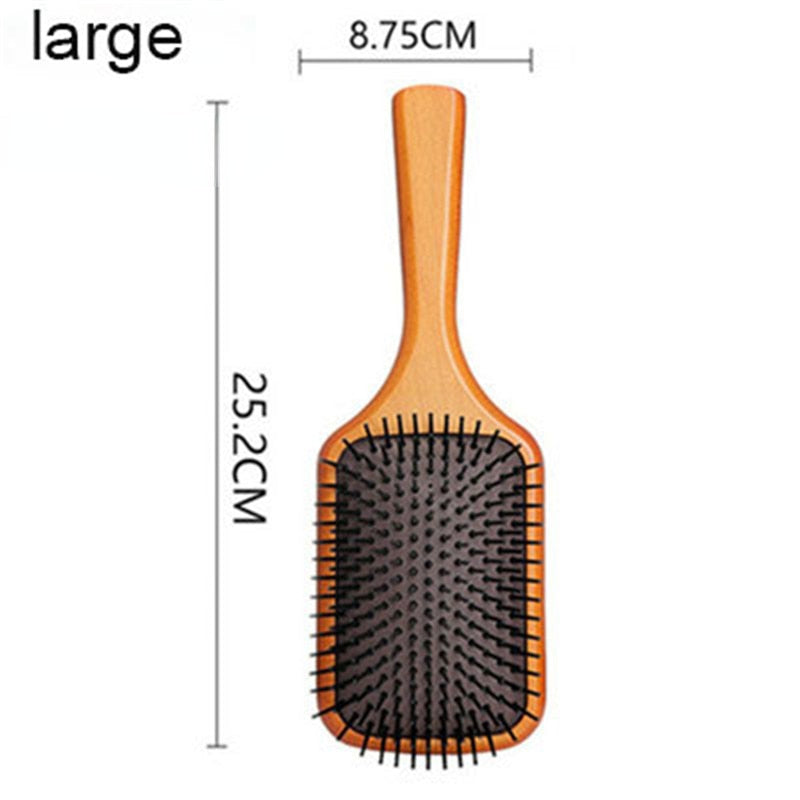 Wood Comb Professional Healthy Paddle Cushion Hair Loss Massage Brush Hairbrush Comb Scalp Hair Care Healthy Hair Brush Large