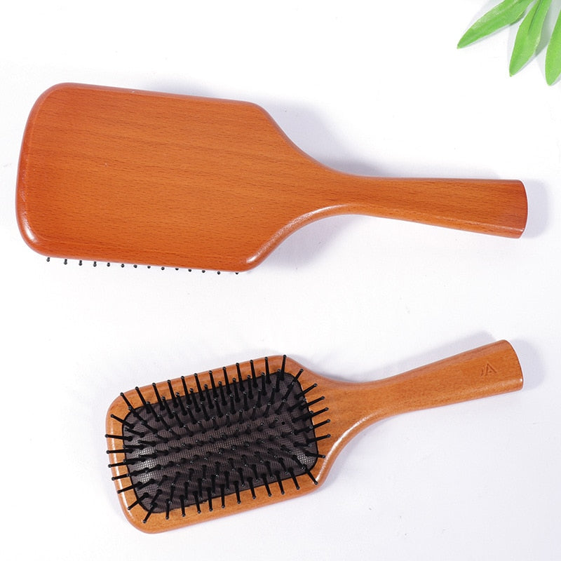Wood Comb Professional Healthy Paddle Cushion Hair Loss Massage Brush Hairbrush Comb Scalp Hair Care Healthy Hair Brush