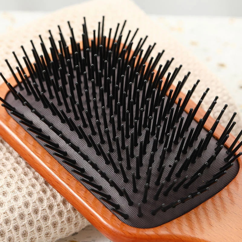 Wood Comb Professional Healthy Paddle Cushion Hair Loss Massage Brush Hairbrush Comb Scalp Hair Care Healthy Hair Brush