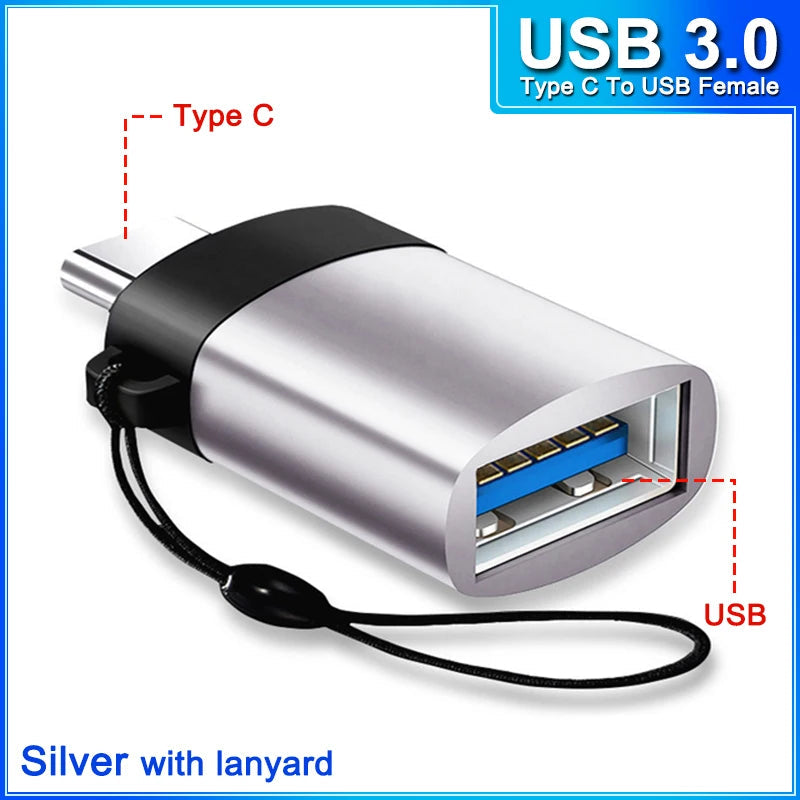 otg Type C to Micro usb cable Converter Type C To USB 3.0 OTG Adapter for MacbookPro Xiaomi Samsung phone Charging Cable charger TypeCtoUSB F silver