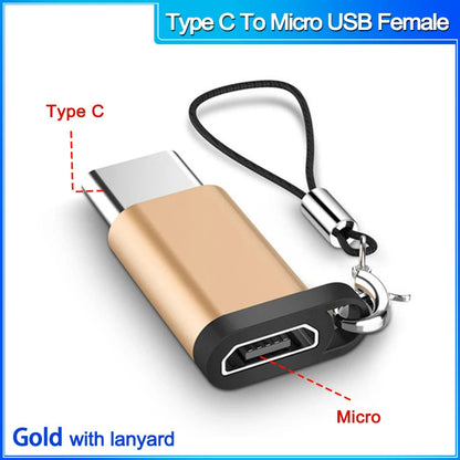 otg Type C to Micro usb cable Converter Type C To USB 3.0 OTG Adapter for MacbookPro Xiaomi Samsung phone Charging Cable charger TypeCtoMicro F gold