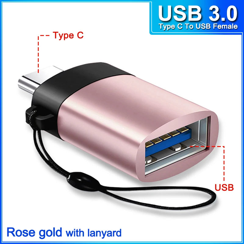 otg Type C to Micro usb cable Converter Type C To USB 3.0 OTG Adapter for MacbookPro Xiaomi Samsung phone Charging Cable charger TypeCtoUSB F rose