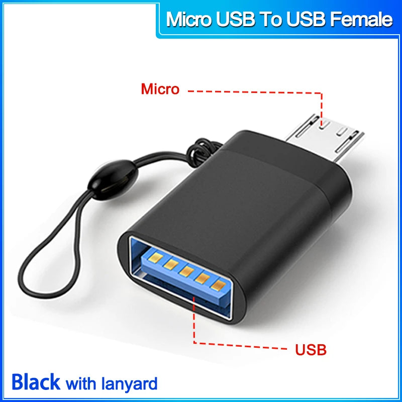 otg Type C to Micro usb cable Converter Type C To USB 3.0 OTG Adapter for MacbookPro Xiaomi Samsung phone Charging Cable charger MicroToUSB F black