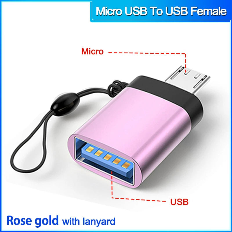 otg Type C to Micro usb cable Converter Type C To USB 3.0 OTG Adapter for MacbookPro Xiaomi Samsung phone Charging Cable charger MicroToUSB F rose