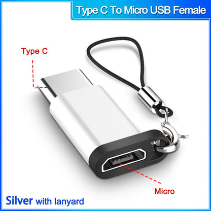 otg Type C to Micro usb cable Converter Type C To USB 3.0 OTG Adapter for MacbookPro Xiaomi Samsung phone Charging Cable charger TypeCtoMicro Fsilver