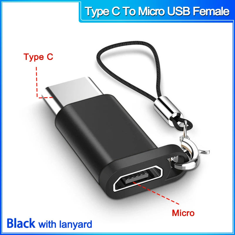 otg Type C to Micro usb cable Converter Type C To USB 3.0 OTG Adapter for MacbookPro Xiaomi Samsung phone Charging Cable charger TypeCtoMicro F black