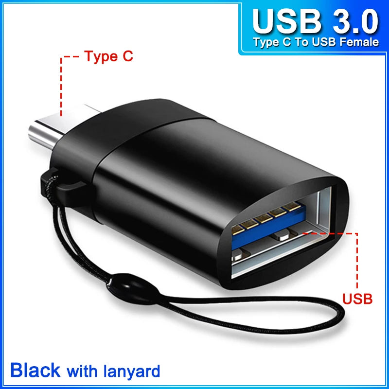 otg Type C to Micro usb cable Converter Type C To USB 3.0 OTG Adapter for MacbookPro Xiaomi Samsung phone Charging Cable charger TypeCtoUSB F black