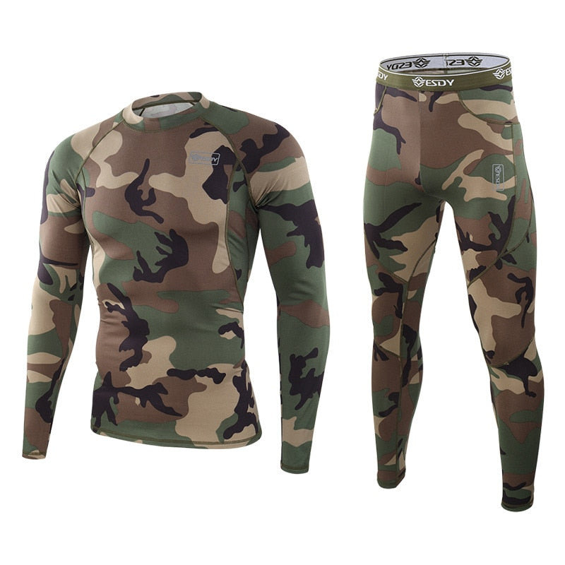 winter Top quality new thermal underwear men underwear sets compression fleece sweat quick drying thermo underwear men clothing camouflage